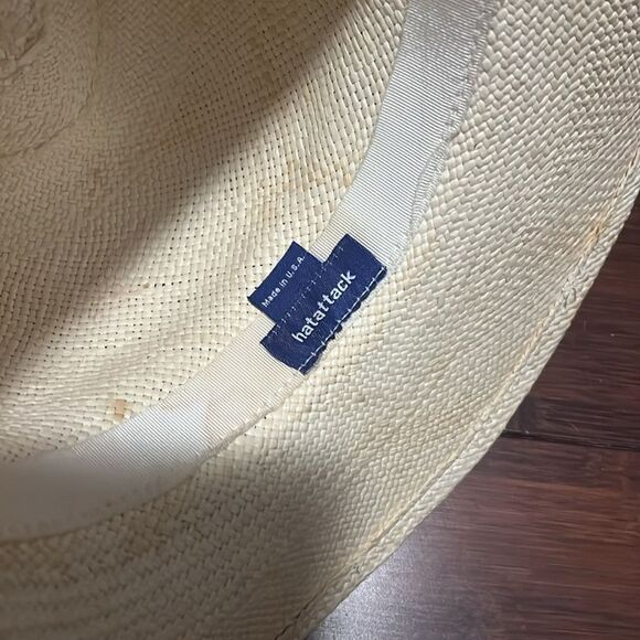 Cream Hat with Black Trim - Like New Fedora Hat - Excellent Condition main image 5